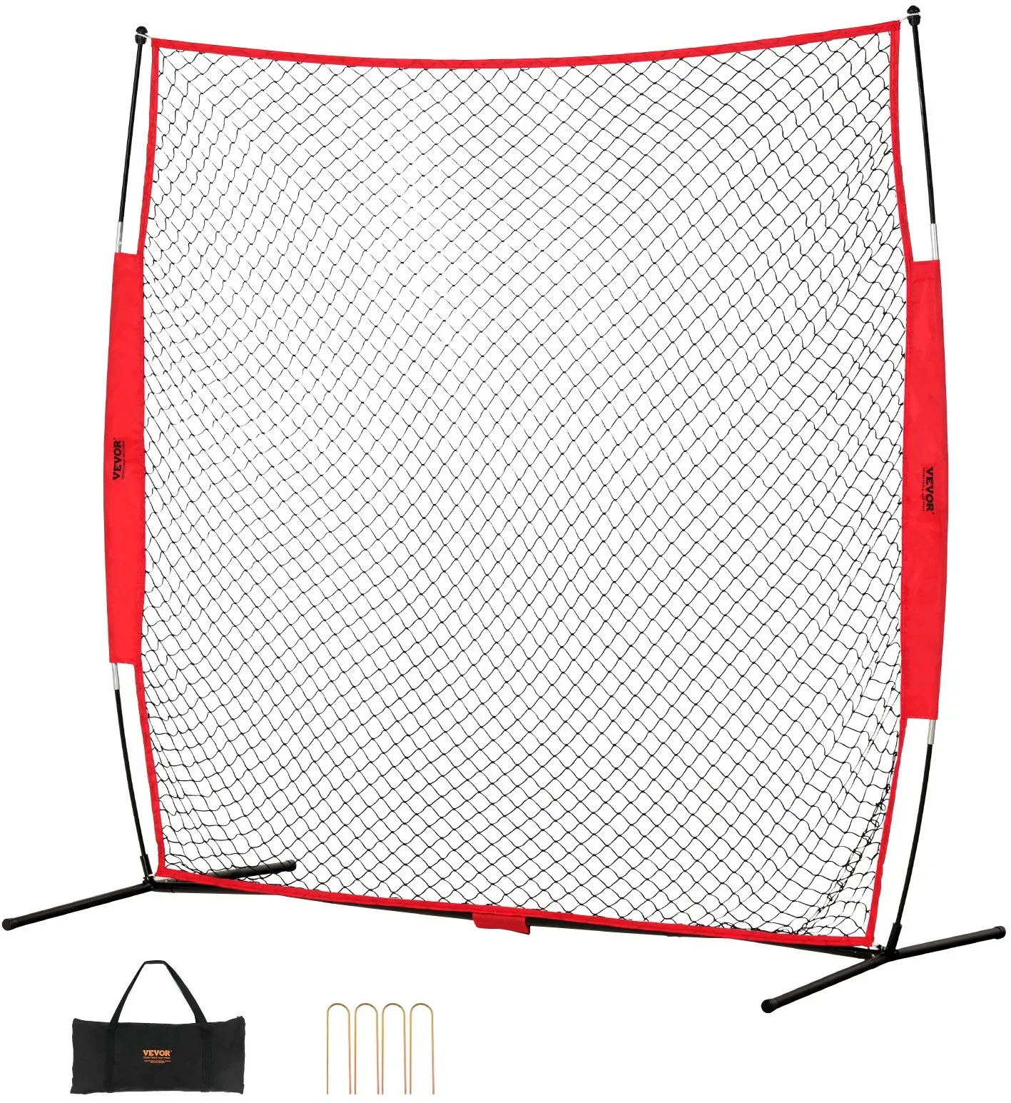 VEVOR Barrikaden-Backstop-Netz, 283 x 107 x 212 cm Ballsport-Absperrnetz, Tragbare Übungsausrüstung mit Tragetasche, Schutzschirm für Baseball, Softball, Lacrosse, Fußball, Hockey-Training