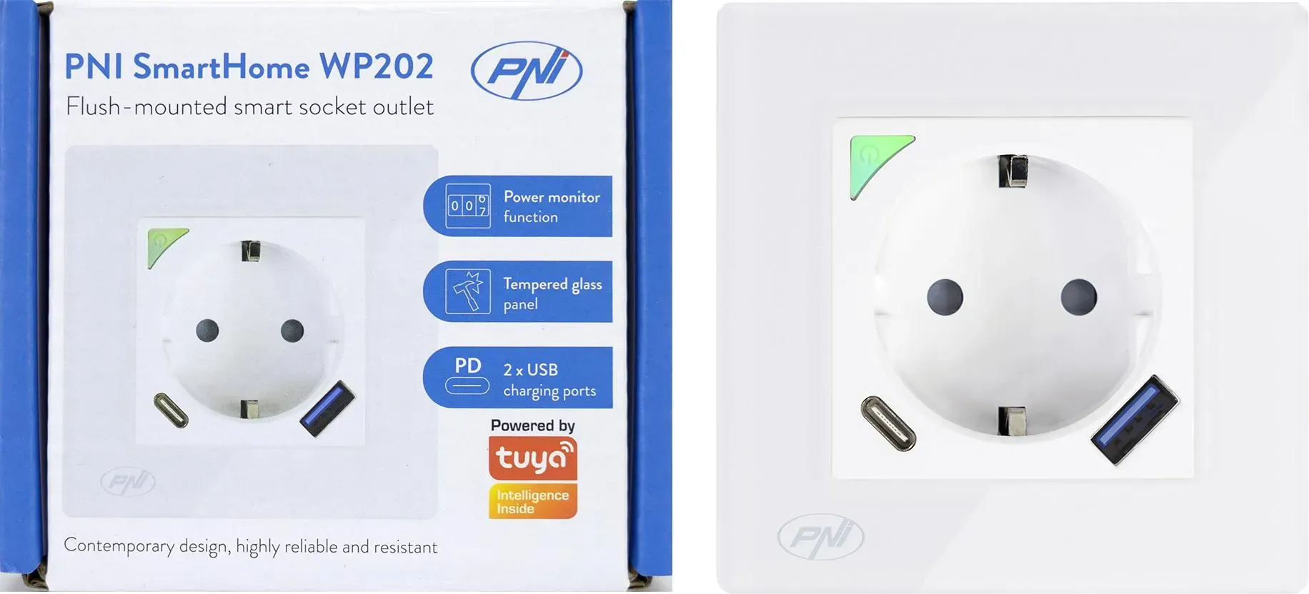 PNI, Zeitschaltuhr + Smart Plug, SmartHome WP202 WiFi-Smart-Steckdose, vergrabene Montage, Internetsteuerung, spezielle Tuya Smar