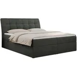 MKS Meble MKS Boxbett, Dunkelgrau, Textil, 2-Sitzer, H3, Rechteckig, 140x200 cm, Schlafzimmer, Betten, Boxspringbetten