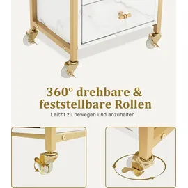 MCombo M MCombo Servierwagen mit Rollen & 3 Schubladen, Friseurwagen Rollwagen, Salon Trolley mit 2 Ablagen & Föhnhalter, Moderner Arbeitswage... - Weiß