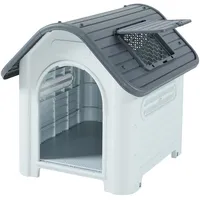 [en.casa] Hundehütte Bello 87 x 72 x 75 cm grau