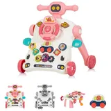 Chipolino Lauflernwagen 3 in 1 Auto, Spieltisch, Lenkrad, Tasten, Musik, Lichter rosa