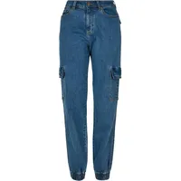 URBAN CLASSICS Organic Stretch Cargo Hochtaillierte Jeans Clear Blue