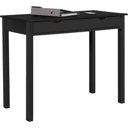 Schreibtisch INOSIGN "Gava", schwarz (schwarz, schwarz, schwarz), B:100cm H:80cm T:50cm, Tische, Büroschreibtisch Holz-Schreibtische Schreibtisch, Kiefernholz, Griffmulden, unterschiedliche Farbvarianten, Breite 100cm