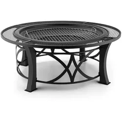 Blumfeldt Ronda Feuerschale Ø95cm Grill Feuerstelle Funkenschutz Stahl brüniert Antik-Schwarz