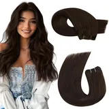 Moresoo Echthaar Extensions Tressen 60 cm Dunkelbraun Haartressen Echthaar zum Einnähen Doppelt Tressen Weft Extensions Echthaar Tressen 100g #4