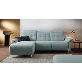 PLACES OF STYLE Ecksofa »Manhattan L-Form« 2 Sitze mit elektrischer Relaxfunktion, verstellbare Armlehnen blau