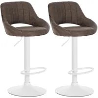 CLP 2er Set Barhocker Milet Stoff braun/Metall matt weiss