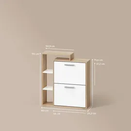 livinity® Schuhkipper 245 x 90 x 80 cm 6 Fächer / weiß