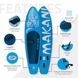 ECD Germany Stand Up Paddle Board Makani Paddelboard aufblasbar Blau 320 cm