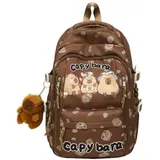 WANWEN Capybara Rucksack, Aesthetic Backpack, Süßer Capybara-Rucksack, Großer Cartoon Backpack, Wasserdicht, Leicht, Teenager Kinder Rucksack, für Schule & Freizeit (Brown)