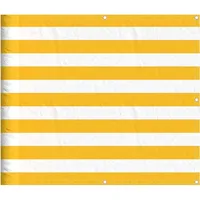 Roanoer Balkon-Sichtschutz Gelb-Weiß Gestreift 90x800 cm - Balkonbespannung mit Ösen und Seil - Windschutz und Sichtschutz für Balkon, Terrasse, Garten und Zaun