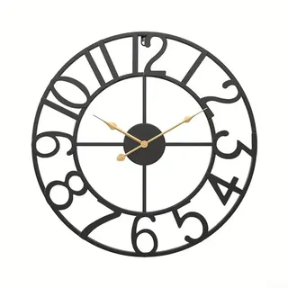 Oniissy Wanduhr für den Außenbereich, Vintage-Stil, offenes Zifferblatt, Schiefer-Effekt, wasserdicht und wetterfest, große Gartenuhr, für drinnen oder draußen, dekorativ (C)
