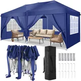 TOOLUCK Pavillon 3x6 Faltpavillon Wasserdicht Stabil Winterfest Faltbar Partyzelt mit 6 Seitenteilen Pop up Gartenpavillon UV Schutz 50+ Höhenverstellbar für Strand Hochzeit Camping, Navy Blau