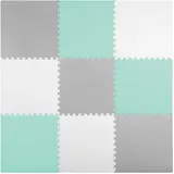 Ricokids Krabbelmatte Baby Puzzlematte Spielmatte Schaumstoffmatte rutschfest für Kinder 9 Teile 180 x 180 x 1 cm Grau Weiß Grün