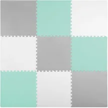 Ricokids Krabbelmatte Baby Puzzlematte Spielmatte Schaumstoffmatte rutschfest für Kinder 9 Teile 180 x 180 x 1 cm Grau Weiß Grün