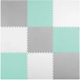 Ricokids Krabbelmatte Baby Puzzlematte Spielmatte Schaumstoffmatte rutschfest für Kinder 9 Teile 180 x 180 x 1 cm Grau Weiß Grün