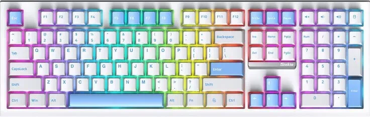 Siukie PL108W mechanische Tastatur, 108 Tasten, abnehmbarer Schalter, 3 Modi, RGB, Weiß