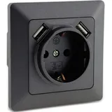 ChiliTec USB-Steckdose Unterputz Grau 2 St.