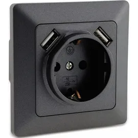 ChiliTec USB-Steckdose Unterputz Grau 2 St.