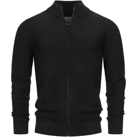 Indicode Strickjacke "Marland", Herren, Gr. XXL, schwarz, Strick, Obermaterial: 100% Baumwolle, unifarben, normal, hoch geschlossener Ausschnitt, Strickjacken Strickjacke