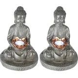 GLOBO Solarleuchte Kunststoff DxH 18x28 cm 2er Set grau