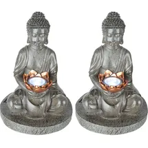 GLOBO Solarleuchte Kunststoff DxH 18x28 cm 2er Set grau