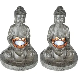 GLOBO Solarleuchte Kunststoff DxH 18x28 cm 2er Set grau