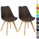 Woltu Esszimmerstühle 2er-Set, Skandinavische Küchenstühle mit Massivholzbeinen, Retro-Design, Kunstledersitz, belastbar, bis 150 kg, Braun