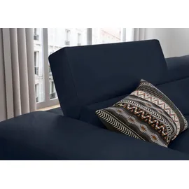 W.Schillig Eckcouch Leder L-Form 3-Sitzer Blau