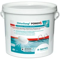 BAYROL Chlorilong POWER 5 - Pool Desinfektion - 5 in 1 Chlortabletten 250g, sehr hoher Aktivchlor Gehalt, langsam löslich - 5 kg