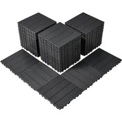 VEVOR 54x Terrassenfliesen Klickfliese Balkonfliesen Fliesen 30x30cm Dunkelgrau