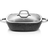 Tescoma Tiefe quadratische Bratpfanne PRESIDENT Stone mit Deckel 28