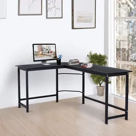 Vinsetto Computertisch Schreibtisch Eckschreibtisch höhenverstellbar Metall Schwarz