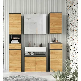 Vito Waschbeckenunterschrank MAYOR, Graphit Dekor - Navarra Eiche Dekor - 2 Türen