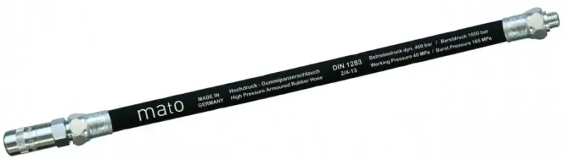 MATO-Hochdruck-Gummipanzerschlauch RH-50C 500 mm, M10x1 mit 4-Becken-Greifmunstück E4144