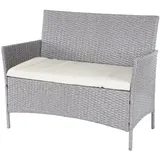 Poly-Rattan Gartenbank Halden, Sitzbank Bank, grau, Kissen creme