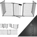 Kaminschutzgitter Absperrgitter Funkenschutzgitter Türschutzgitter Faltbar 5x Kinder Schwarz - Swanew