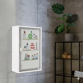 Spetebo XXL Medizinschrank 50 x 30 cm mit Milchglas Tür - bunt - Arzneischrank Erste Hilfe Hausapotheke