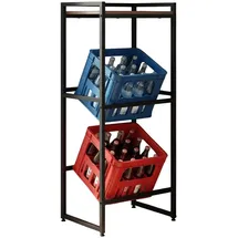 Relaxdays Getränkekistenregal 47 x 117 x 32 cm Braun/Schwarz
