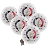 Lantelme 5 Stück Kühlschrank Thermometer Set selbstklebend auch für Kühl Gefrierschrank Weinlager Kühltheke Temperaturmesser Bimetall Analog Farbe weiß Kühlschrankthermometer Gefrierschrankthermometer