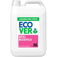 Ecover Weichspüler Nachfüllpack, sorgt für weiche und geschmeidige Wäsche, Apfelblüten- und Mandelduft, 200 Wäschen, 1 x 5L