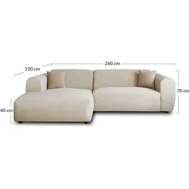 best mobilier Aumance - links 4 plätze - aus cordstoff - Beige