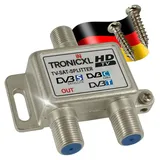 TronicXL 2-fach Sat Splitter DVBC Antennenverteiler Verteiler Weiche Splitter HD TV 4K