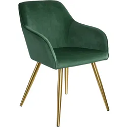 TECTAKE Esszimmerstuhl Marilyn Samtoptik, goldene Stuhlbeine  8er Set