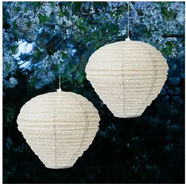 MARELIDA Lampion Solar D: 30cm 2er Set weiß