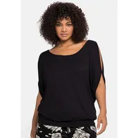 Sheego Strandshirt in schwarz | Gr.: 52/54