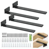 Schwimmende Regalwinkel 30cm, Schwarze Regalhalterungen, Robust, Mit Schrauben, 90-Grad-Winkel, Metall-Regalhalterung Und -StÜtzen, Regalträger Mit Modernem Eisen-Finish - Schwarz