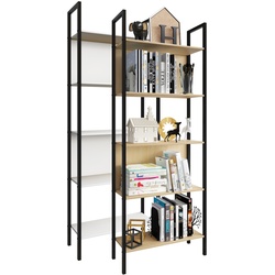 VCM Holz Metall Aufbewahrung Stand Regal Bücherregal Deko Bücher Standregal Flakos 5