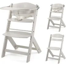 Kinderkraft ENOCK Hochstuhl & Kinderstuhl 2in1 aus Buchenmassivholz, mitwachsend von 6 Monaten bis 10 Jahre, verstellbare Rückenlehne & Fußstütze, 3-Punkt-Gurt, bis 35 kg, Vollbeige